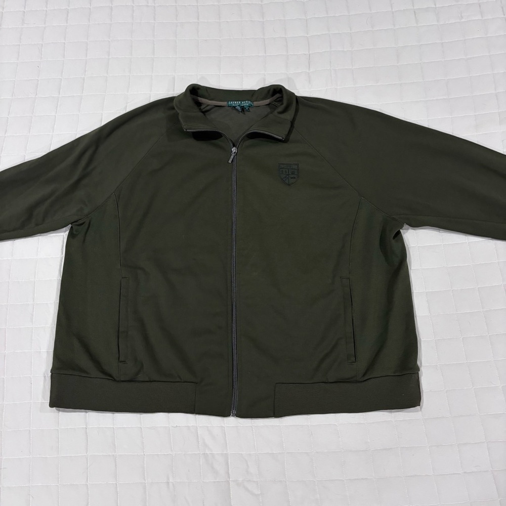 Lauren Active Ralph Lauren Olive Green Full Zip Track Jacket Bomber 3X Crest - Picture 2 of 12